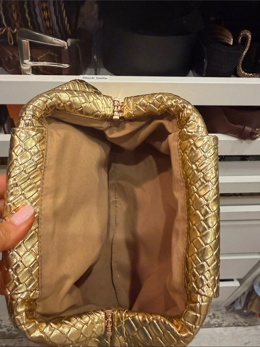 Gold Woven Clutch Bag - Metallic Gold Women's Evening Bag